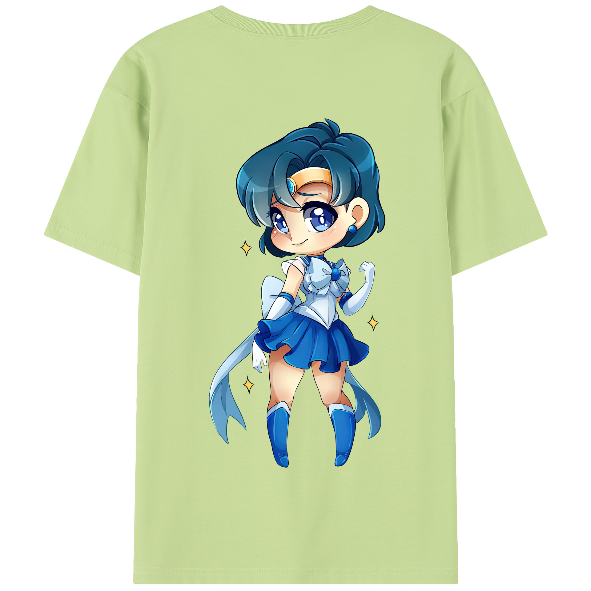 （画像用） 美少女戦士セーラームーン 水野 亜美 みずの あみ Sailor Moon Mizuno Ami 綿100％半袖Tシャツ（背面プリント）